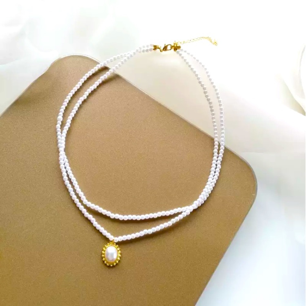 🎀New In Pack Simulated Small Pearls Double Layer Necklace - Picture 4 of 5